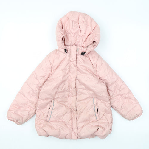 LEGO Girls Pink Floral Puffer Jacket Coat Size 4 Years Zip