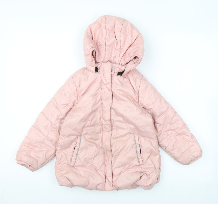 LEGO Girls Pink Floral Puffer Jacket Coat Size 4 Years Zip