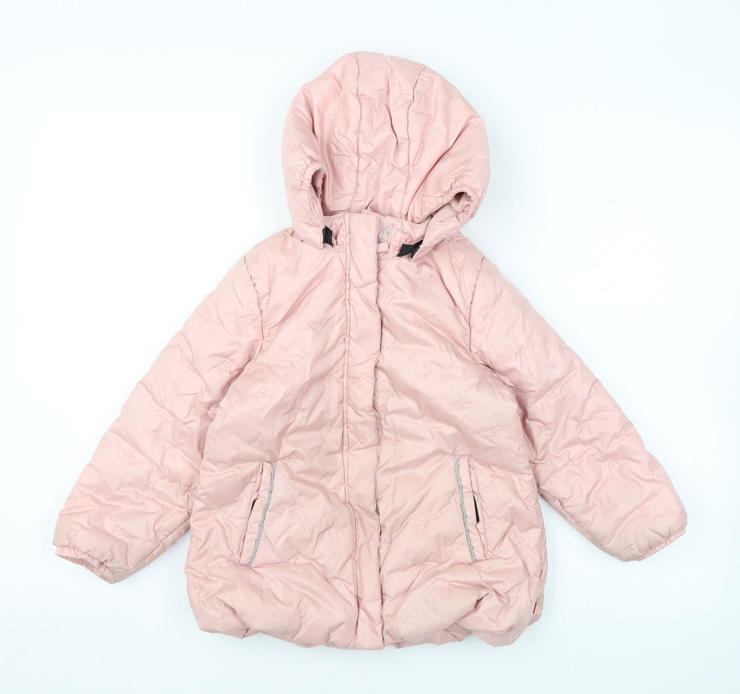 LEGO Girls Pink Floral Puffer Jacket Coat Size 4 Years Zip