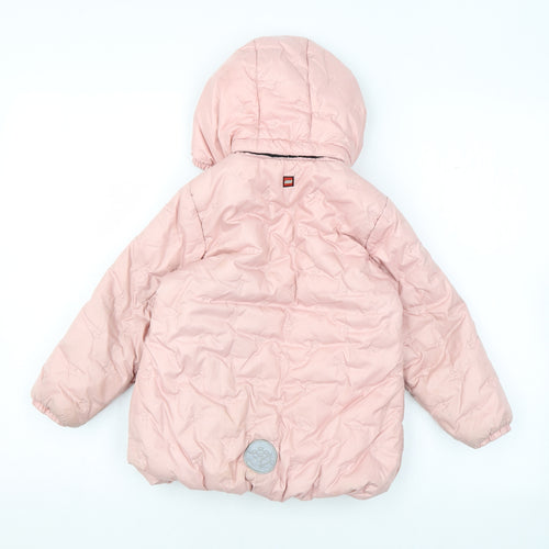 LEGO Girls Pink Floral Puffer Jacket Coat Size 4 Years Zip