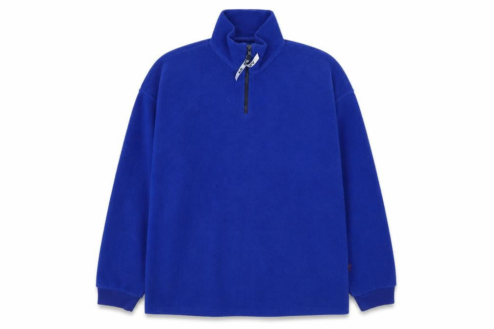 Front view of ILA men’s blue polyester pullover sweatshirt, size L