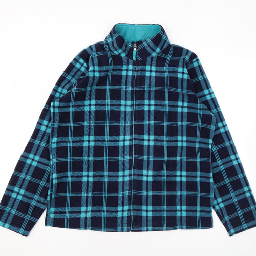 EWM Womens Blue Plaid Jacket Size M Zip