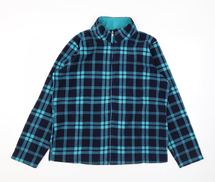EWM Womens Blue Plaid Jacket Size M Zip
