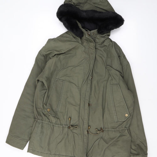 Selected Womens Green Rain Coat Coat Size 6 Zip