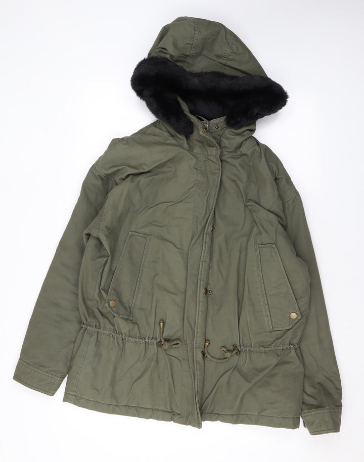 Selected Womens Green Rain Coat Coat Size 6 Zip