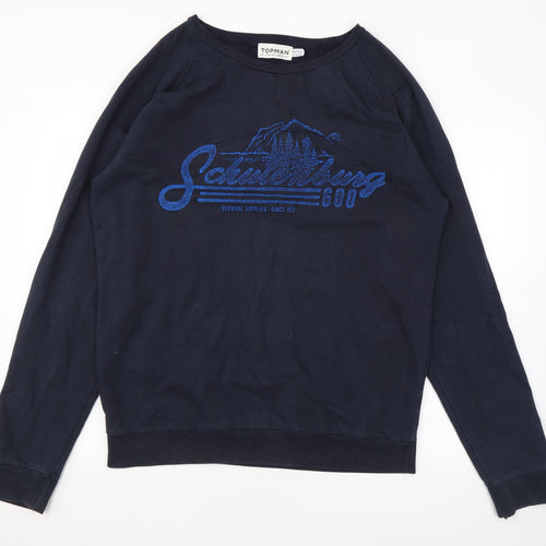 Topman Mens Blue Cotton Pullover Sweatshirt Size L