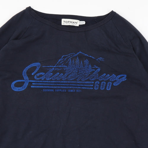 Topman Mens Blue Cotton Pullover Sweatshirt Size L