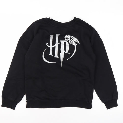 Harry Potter Girls Black Cotton Pullover Sweatshirt Size 9-10 Years Pullover - Loho