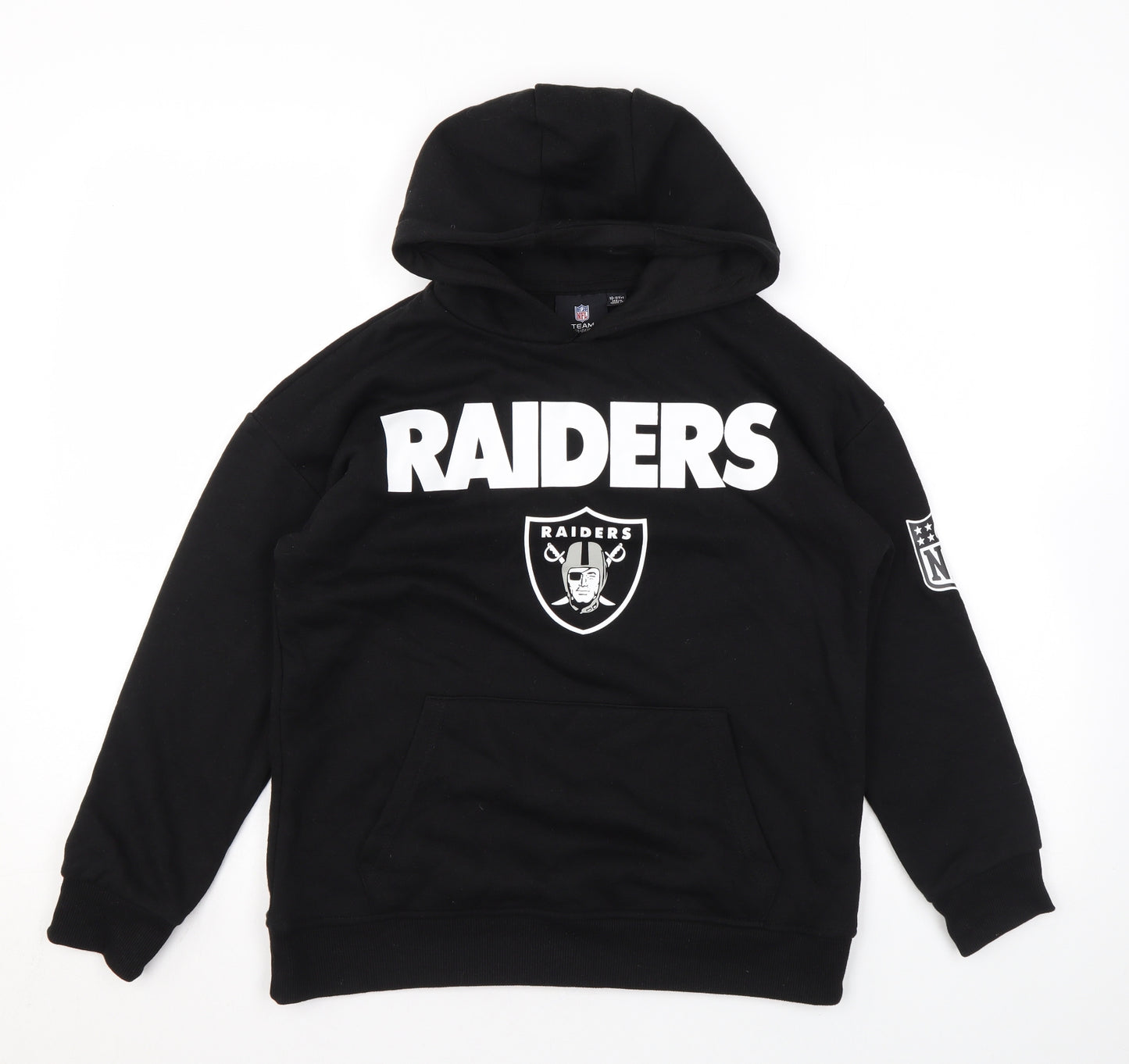 NFL Boys Black Cotton Pullover Hoodie Size 10-11 Years Pullover - Raiders