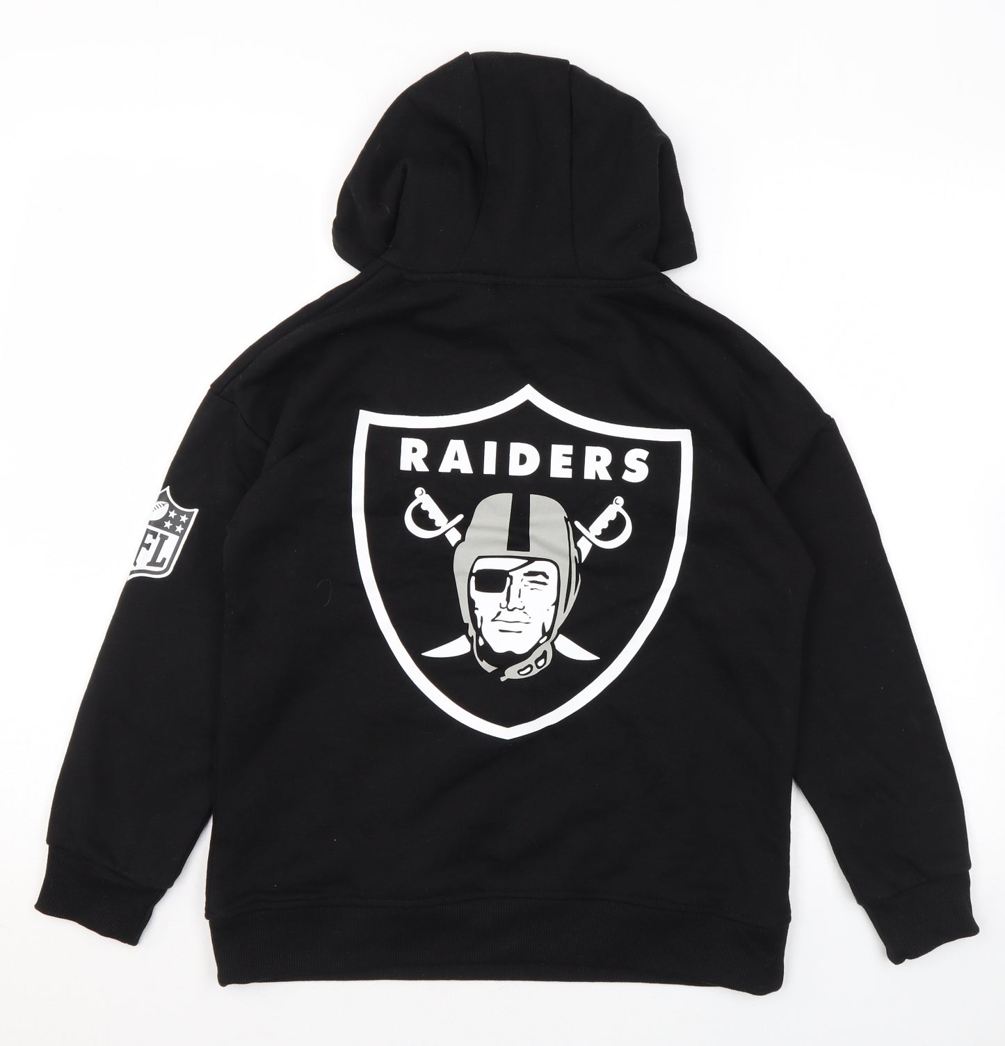NFL Boys Black Cotton Pullover Hoodie Size 10-11 Years Pullover - Raiders