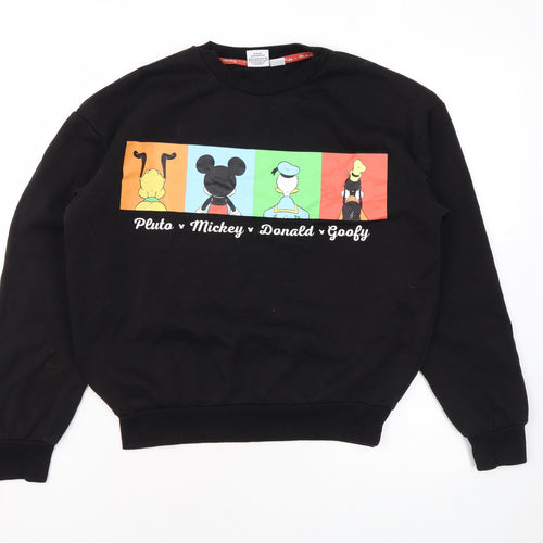 Disney Womens Black Cotton Pullover Sweatshirt Size 2XS Pullover - Logo