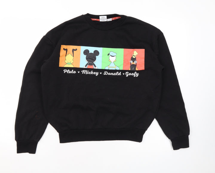 Disney Womens Black Cotton Pullover Sweatshirt Size 2XS Pullover - Logo