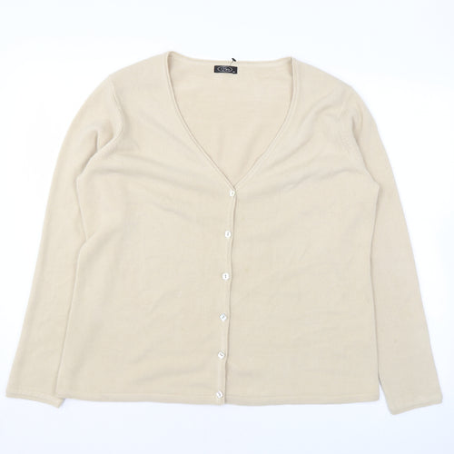 Bonmarché Womens Beige Scoop Neck Acrylic Cardigan Jumper Size M