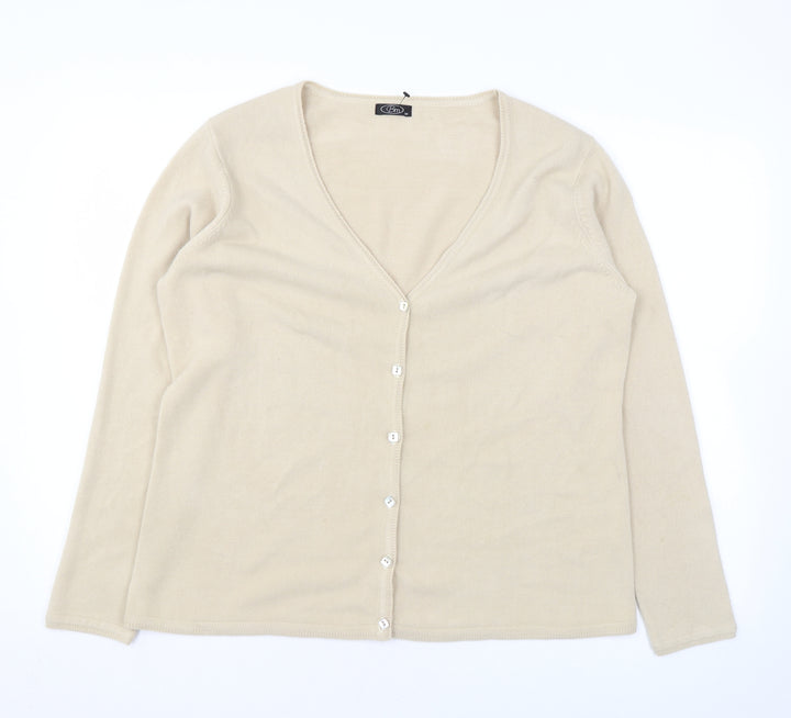 Bonmarché Womens Beige Scoop Neck Acrylic Cardigan Jumper Size M