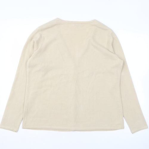 Bonmarché Womens Beige Scoop Neck Acrylic Cardigan Jumper Size M
