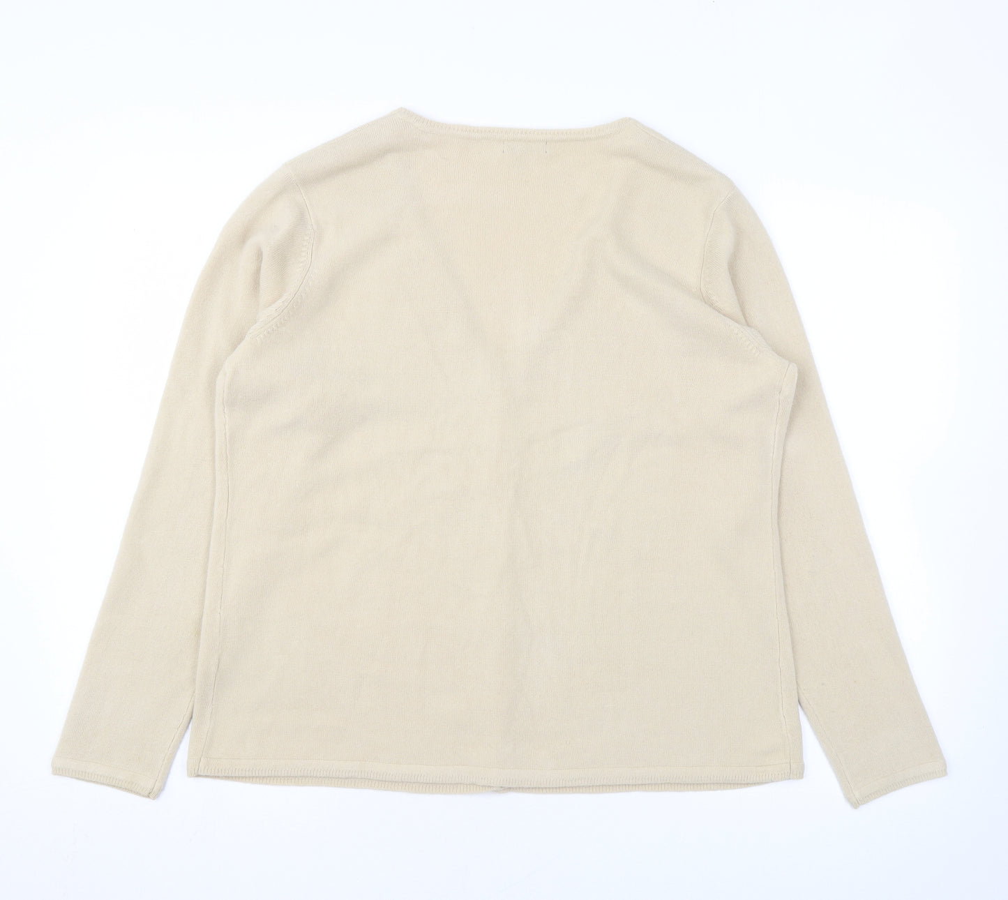 Bonmarché Womens Beige Scoop Neck Acrylic Cardigan Jumper Size M
