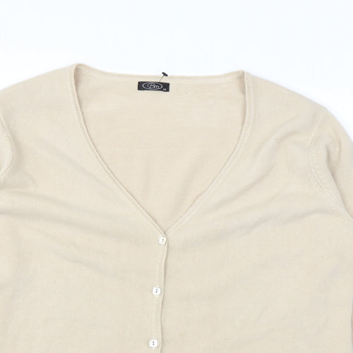 Bonmarché Womens Beige Scoop Neck Acrylic Cardigan Jumper Size M