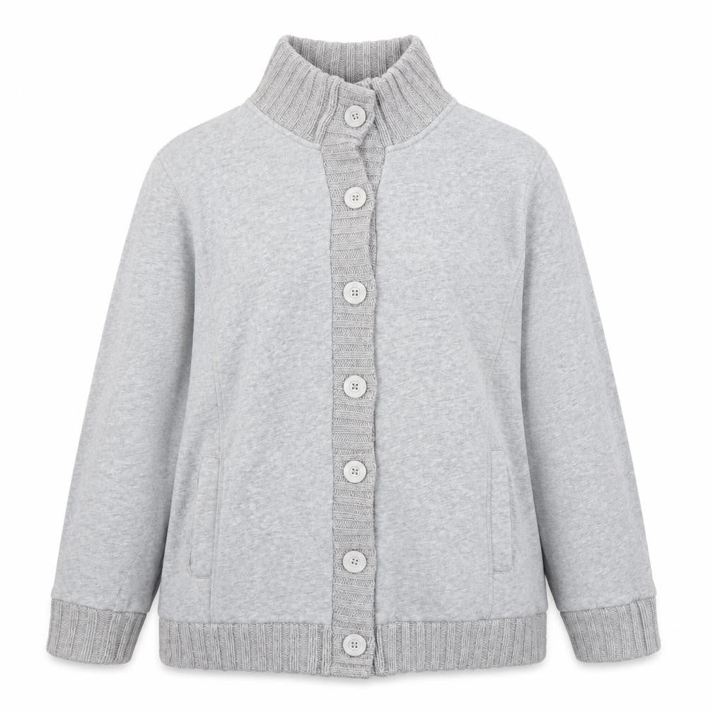 Damart Womens Grey Mock Neck Cotton Cape Jumper Size 18