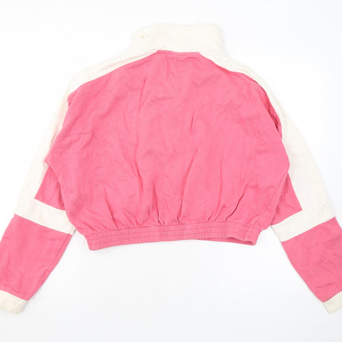 Lucy & Yak Womens Pink Colourblock Cotton Pullover Hoodie Size M Zip