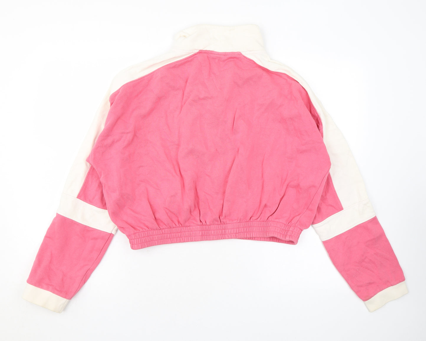 Lucy & Yak Womens Pink Colourblock Cotton Pullover Hoodie Size M Zip
