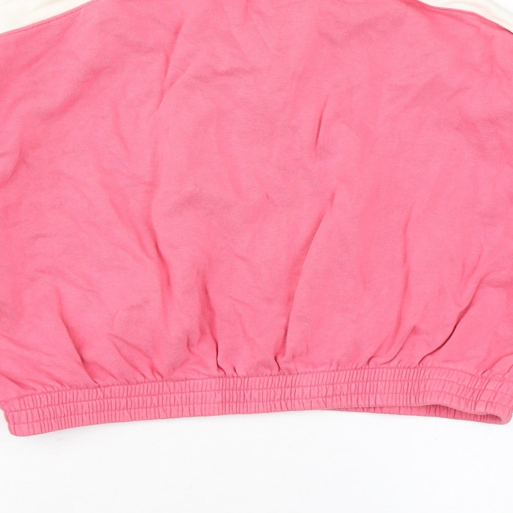 Lucy & Yak Womens Pink Colourblock Cotton Pullover Hoodie Size M Zip