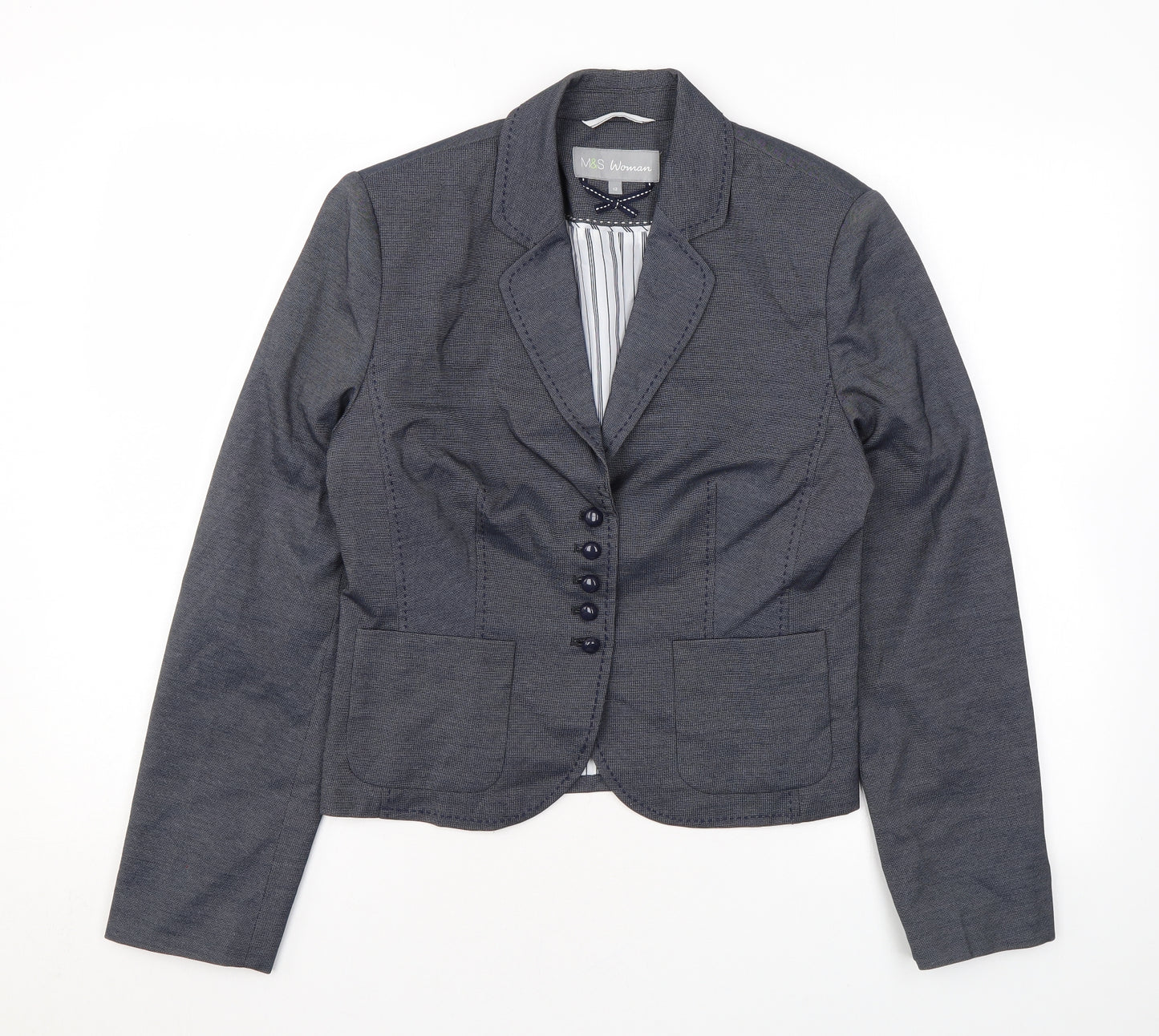 Marks and Spencer Womens Grey Jacket Blazer Size 12 Button