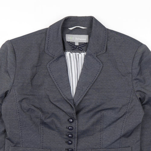 Marks and Spencer Womens Grey Jacket Blazer Size 12 Button