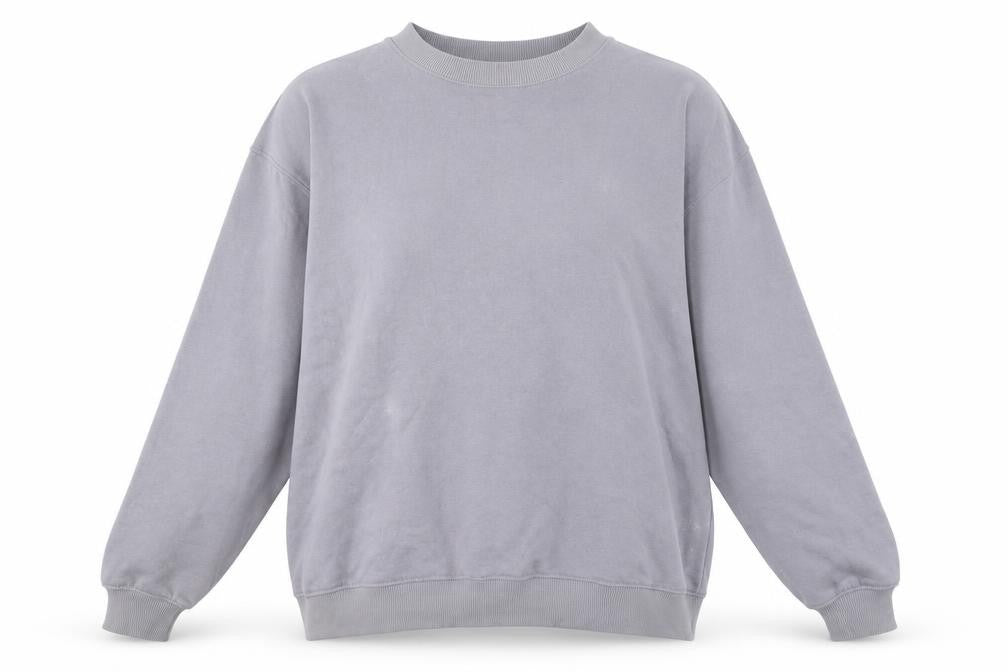 Front view of Missguided women’s grey cotton pullover sweatshirt, size M, pullover