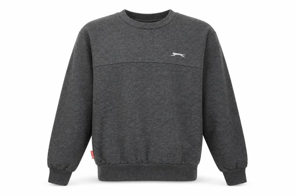 Front view of Slazenger men’s grey polyester pullover sweatshirt, size S