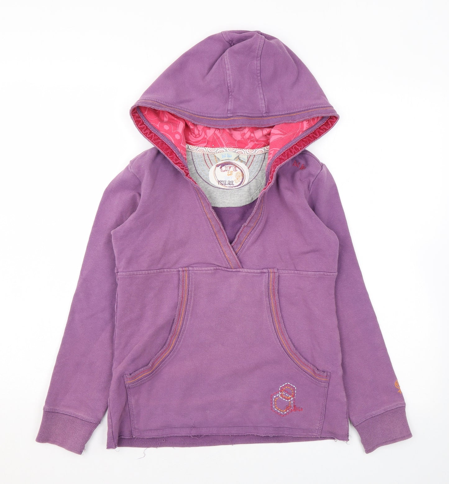 Fat Face Girls Purple Cotton Pullover Hoodie Size 10-11 Years Pullover