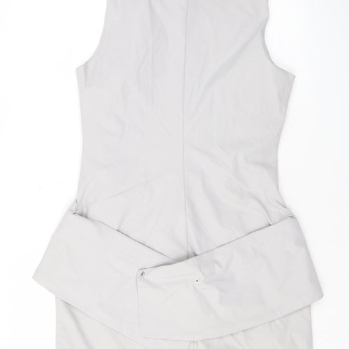 Zara Womens Grey Polyester Mini Size L Mock Neck Zip