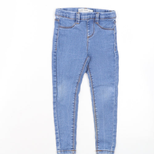 Denim & Co. Girls Blue Cotton Jegging Jeans Size 3-4 Years Regular Pullover