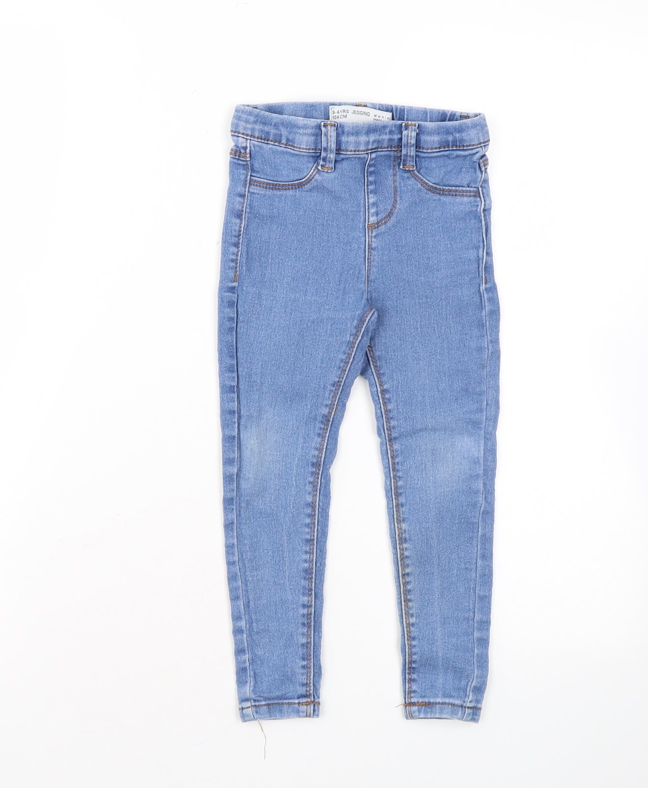 Denim & Co. Girls Blue Cotton Jegging Jeans Size 3-4 Years Regular Pullover