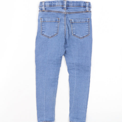 Denim & Co. Girls Blue Cotton Jegging Jeans Size 3-4 Years Regular Pullover