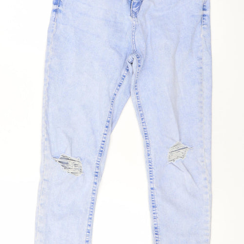 F&F Womens Blue Cotton Skinny Jeans Size 12 L26 in Regular Zip
