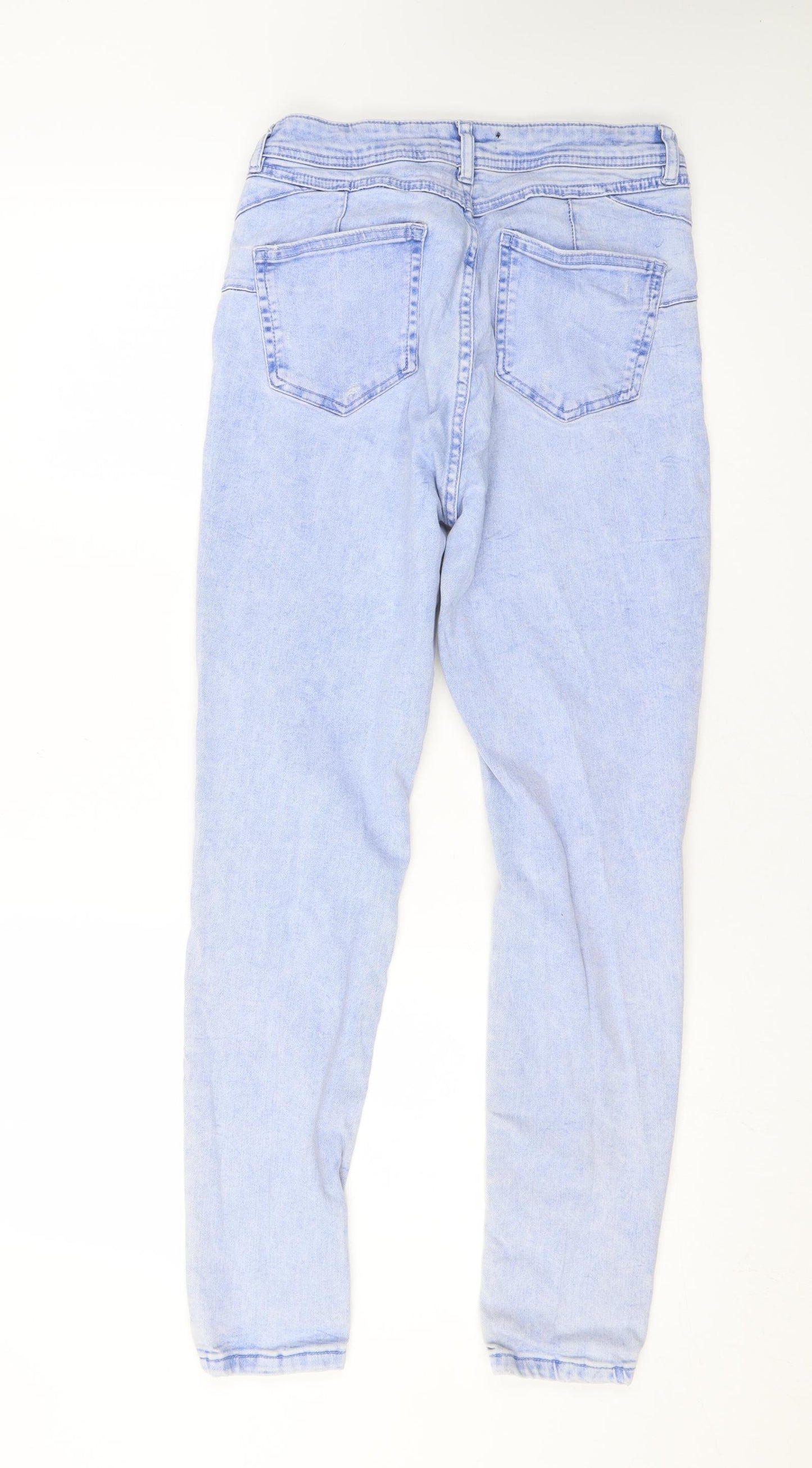 F&F Womens Blue Cotton Skinny Jeans Size 12 L26 in Regular Zip