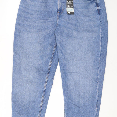Denim & Co. Womens Blue Polyester Mom Jeans Size 18 L26 in Regular Zip