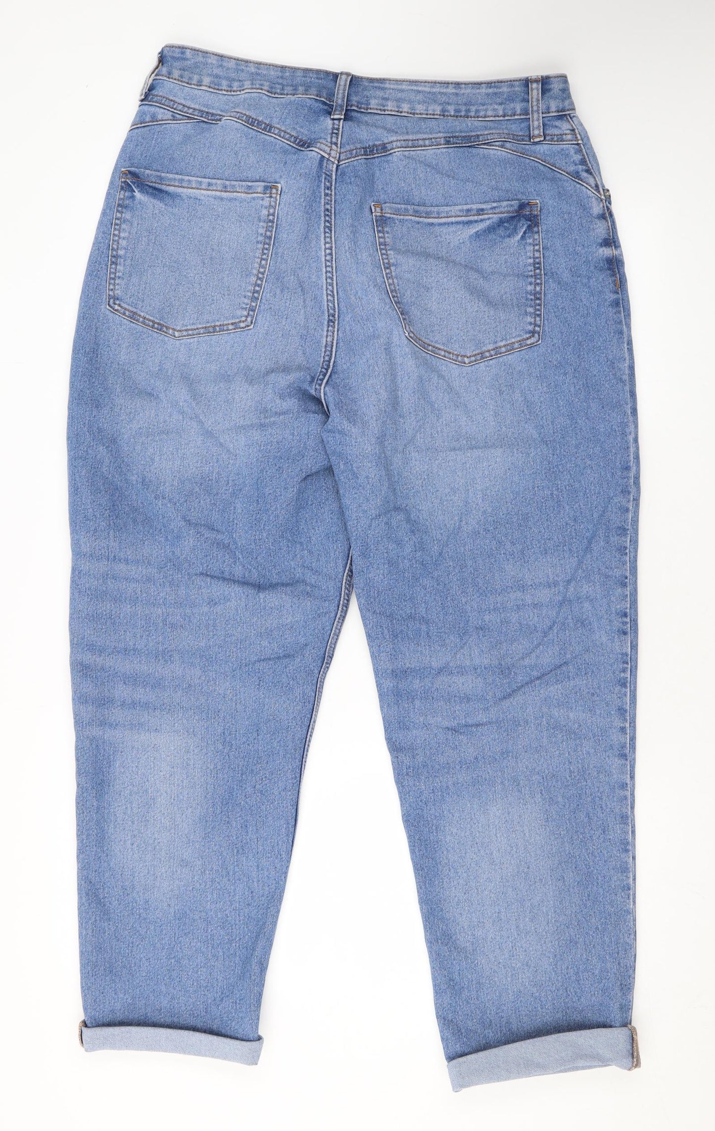 Denim & Co. Womens Blue Polyester Mom Jeans Size 18 L26 in Regular Zip