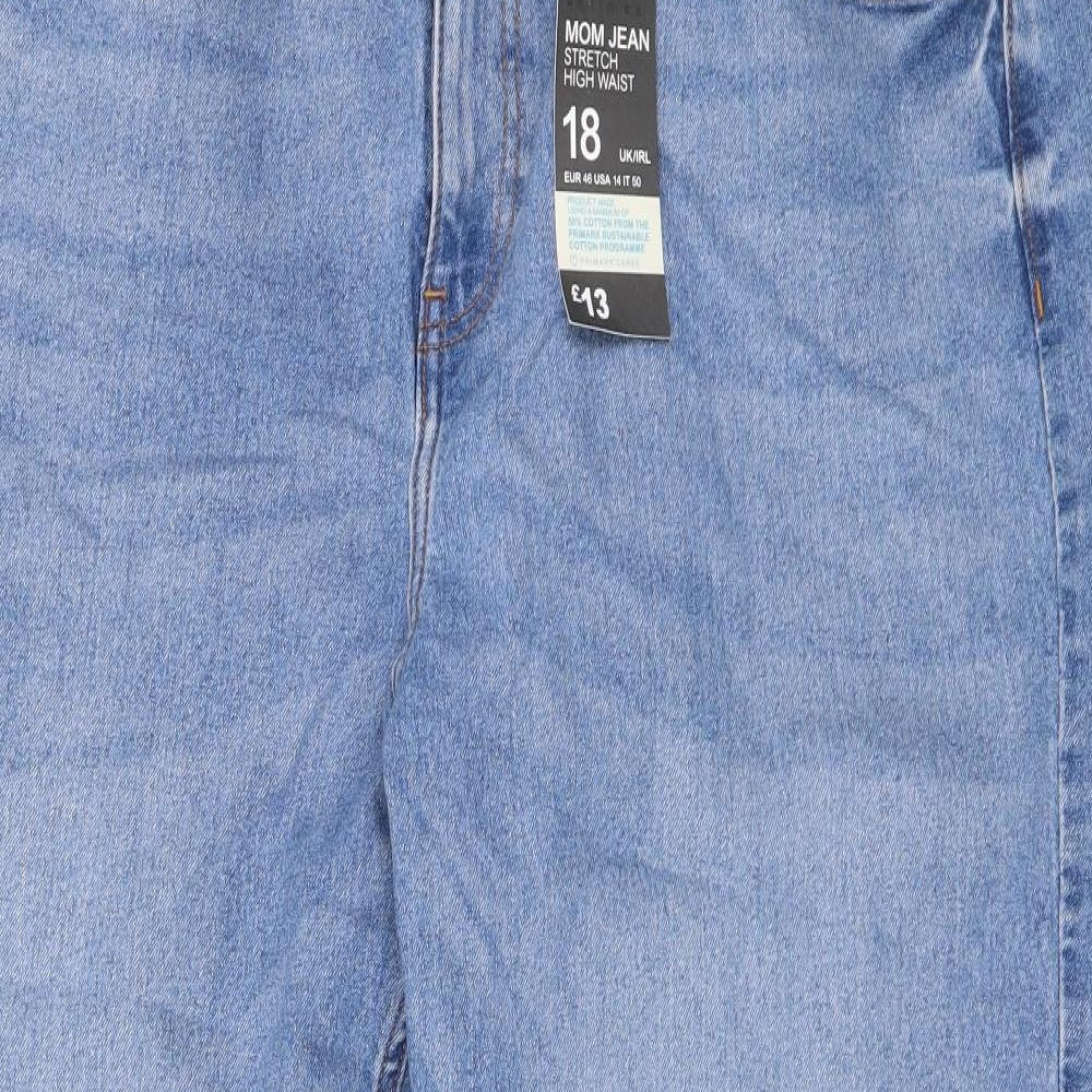 Denim & Co. Womens Blue Polyester Mom Jeans Size 18 L26 in Regular Zip