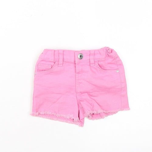 Denim & Co. Girls Pink Cotton Cut-Off Shorts Size 2-3 Years Regular Snap