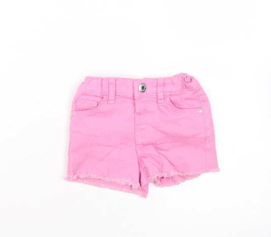 Denim & Co. Girls Pink Cotton Cut-Off Shorts Size 2-3 Years Regular Snap