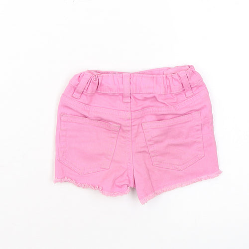 Denim & Co. Girls Pink Cotton Cut-Off Shorts Size 2-3 Years Regular Snap