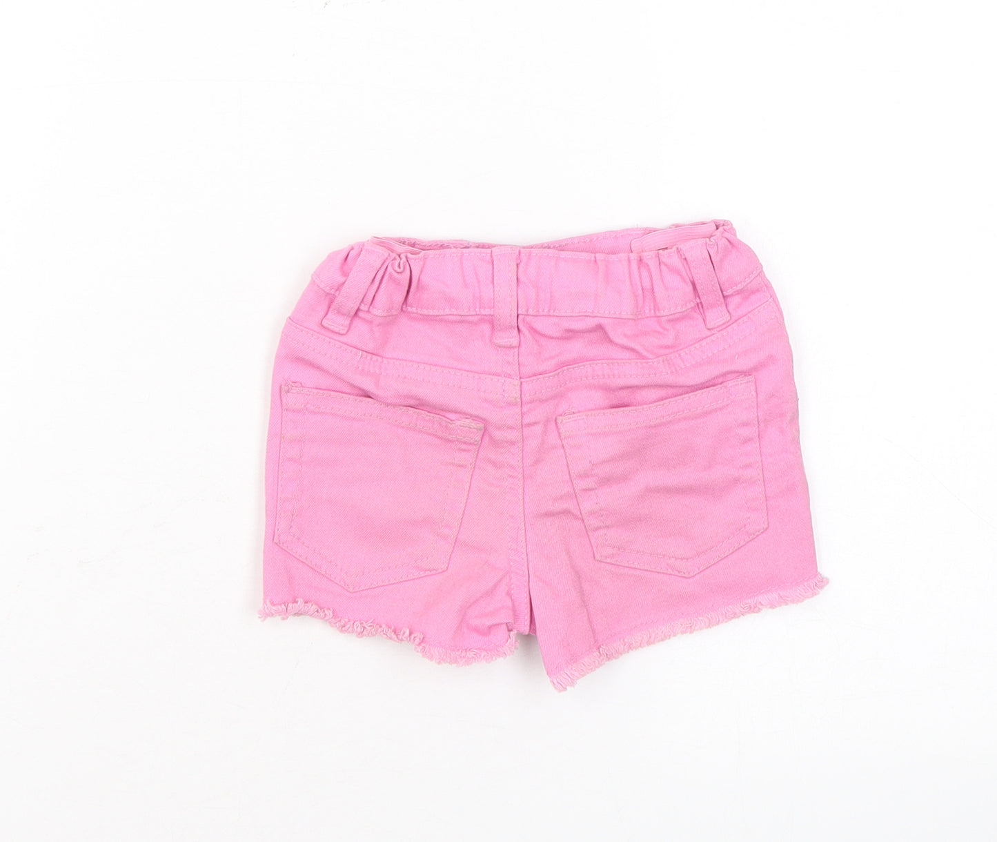 Denim & Co. Girls Pink Cotton Cut-Off Shorts Size 2-3 Years Regular Snap