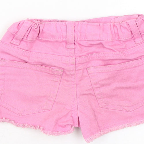 Denim & Co. Girls Pink Cotton Cut-Off Shorts Size 2-3 Years Regular Snap