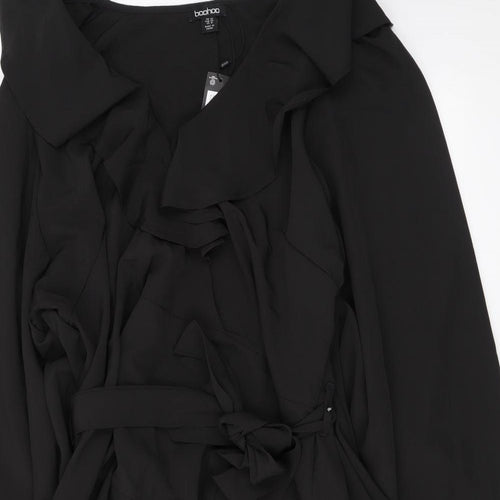 Boohoo Womens Black Polyester A-Line Size 20 V-Neck Zip