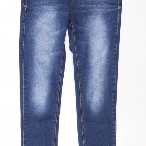 Denim & Co. Womens Blue Cotton Skinny Jeans Size 10 L28 in Regular Zip
