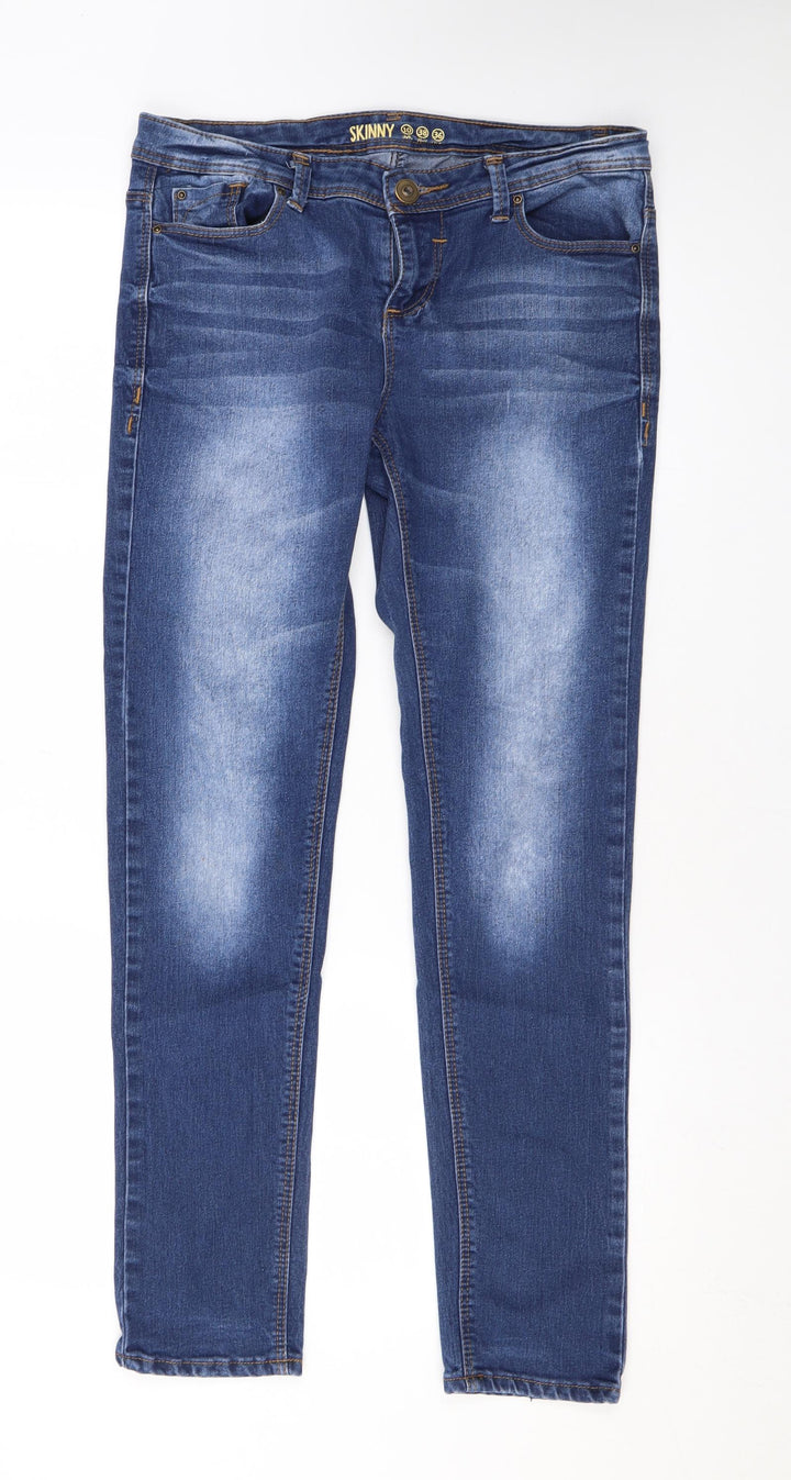 Denim & Co. Womens Blue Cotton Skinny Jeans Size 10 L28 in Regular Zip