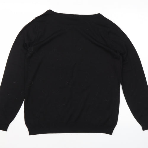 BHS Womens Black Round Neck Geometric Polyester Pullover Jumper Size 14 - Sparkle