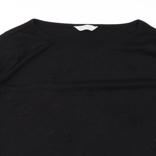 BHS Womens Black Round Neck Geometric Polyester Pullover Jumper Size 14 - Sparkle