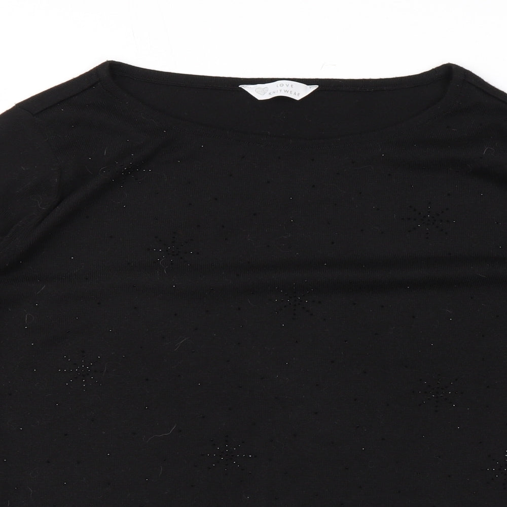 BHS Womens Black Round Neck Geometric Polyester Pullover Jumper Size 14 - Sparkle